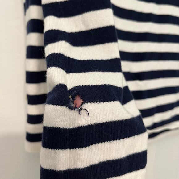 Lilly Pulitzer Dinah Sweater‎ Navy White Striped Size Large Preppy Nautical - Picture 9 of 10